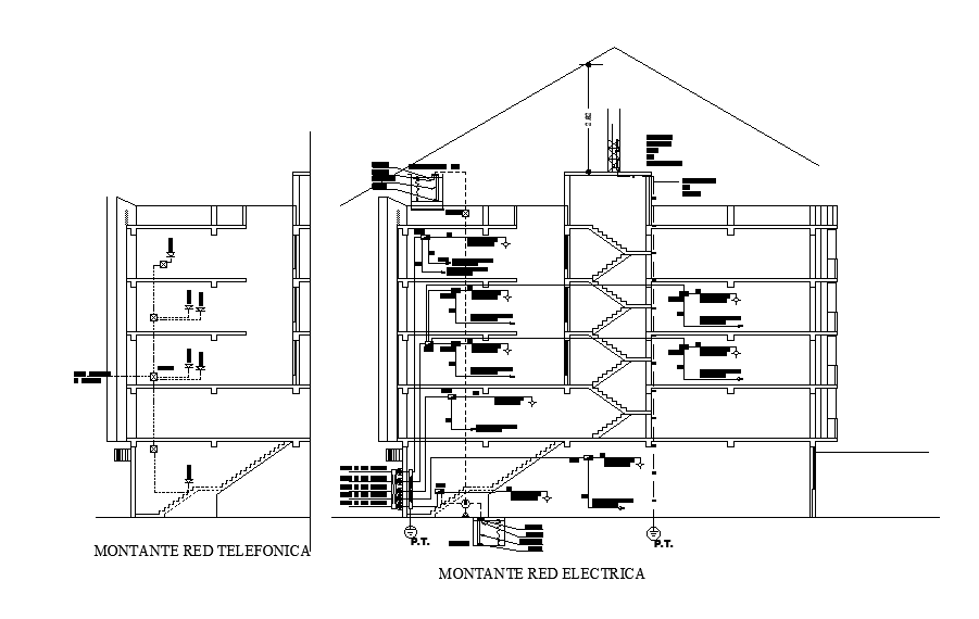 Electrical layout of the building section view is given in this Autocad drawing file. Download now.