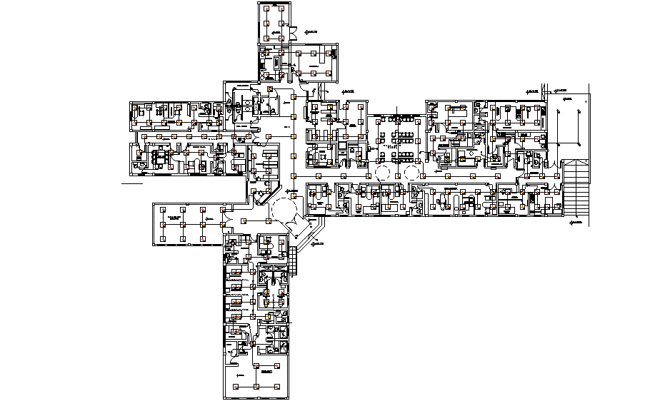 Electrical layout of the hospital plan is given in this Autocad drawing file. Download now.