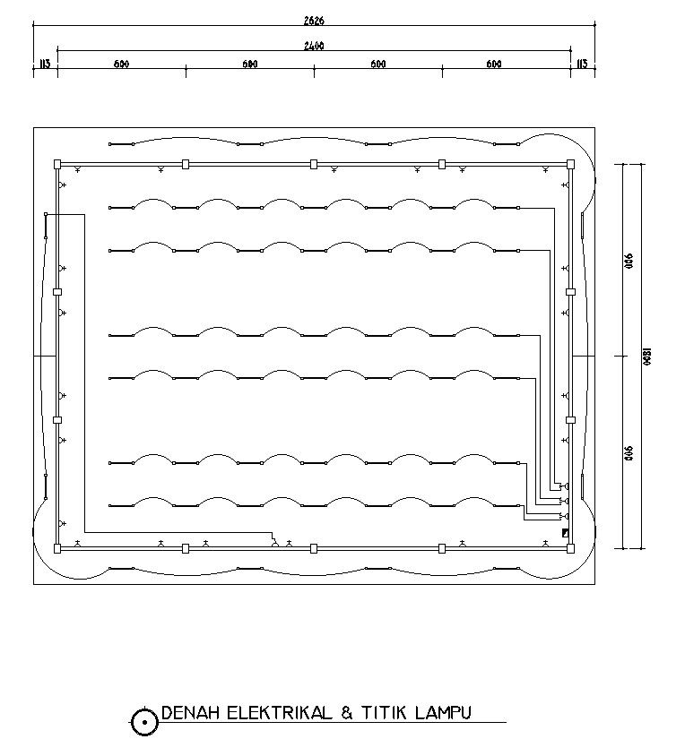 Electrical plan and light points design in detail AutoCAD 2D drawing, CAD file, dwg file