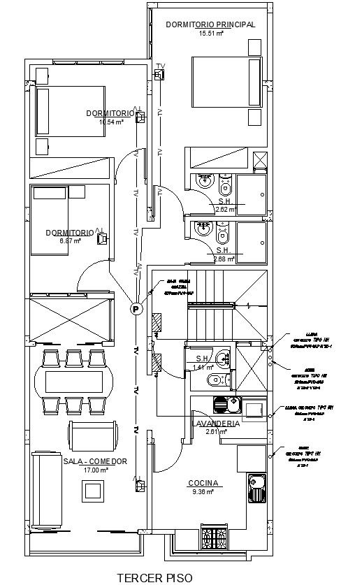 Third Floor Electric Circuit Plan in CAD Drawing DWG Format