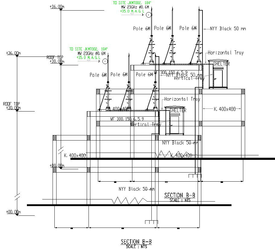 Electricity pole section design in AutoCAD 2D, dwg file, CAD file