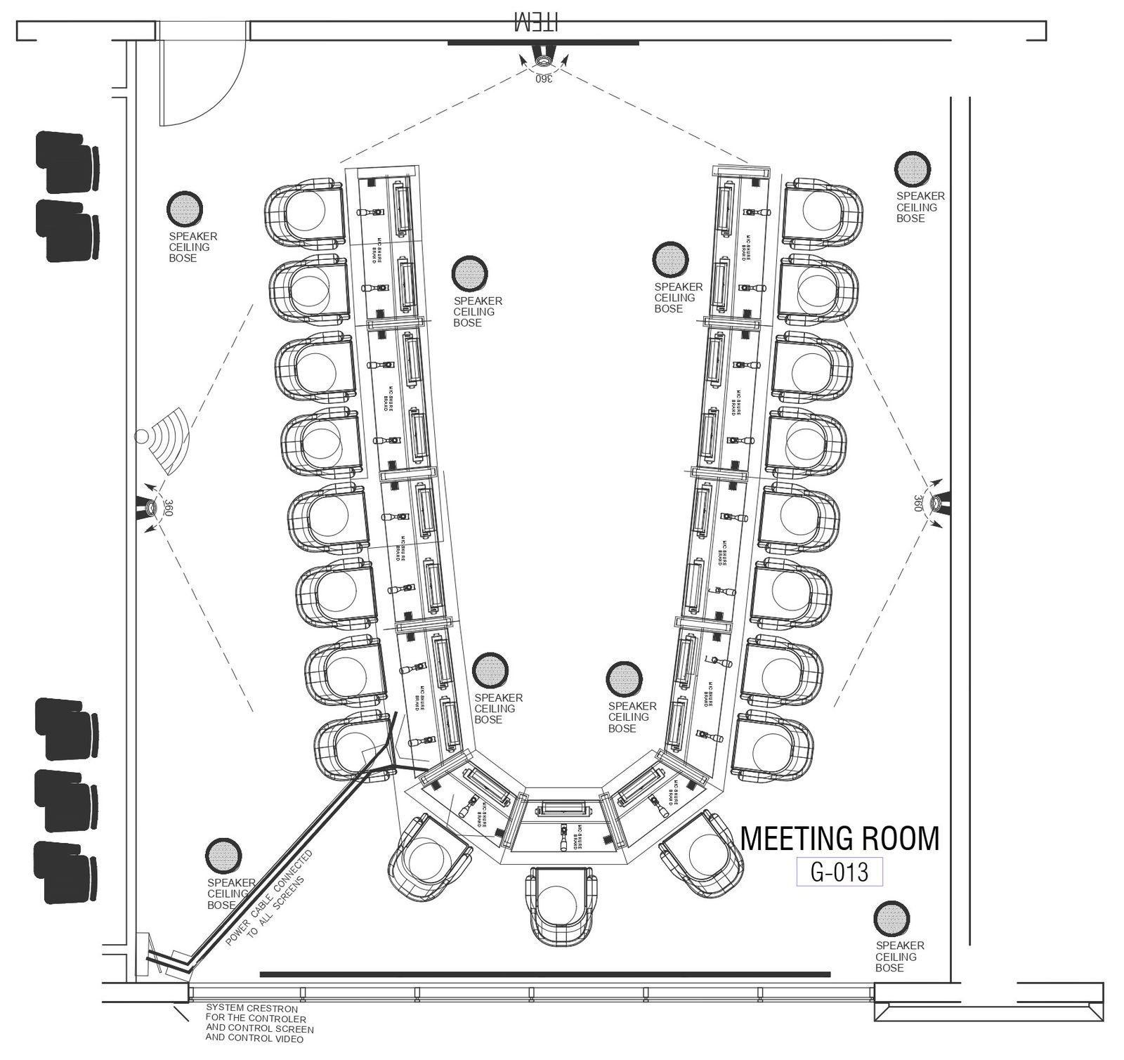 Electric layout of meeting room detailed plan DWG autoCAD drawing