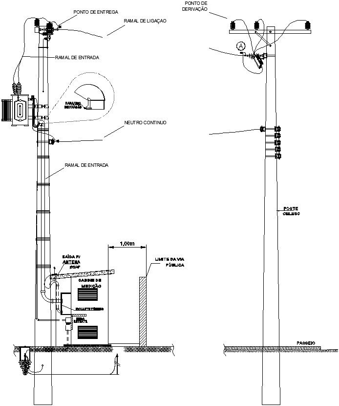 Electric pole connection details AutoCAD file, cad drawing , dwg format