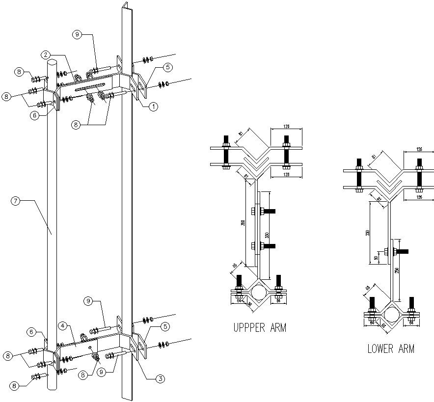 Electric Pole Fittings Design with Detailed CAD Drawing
