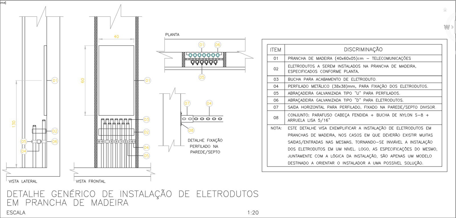 Electroduit Installation in Wooden Plank with DWG File