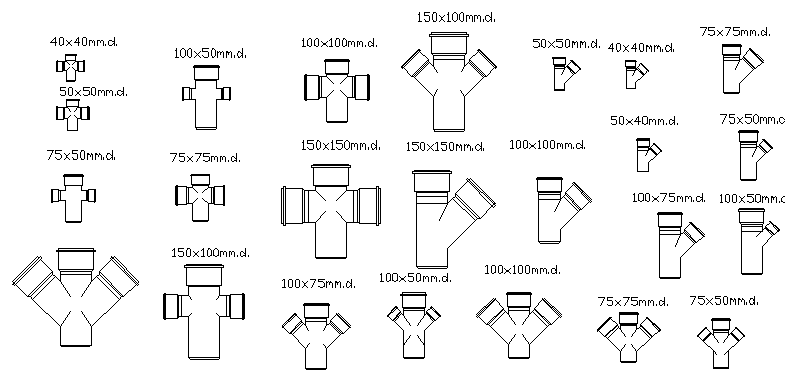 Elements of sanitary installation details dwg file