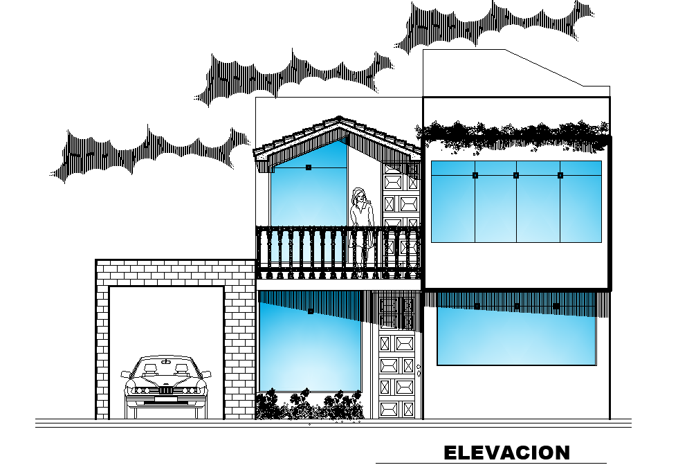 Elevacion of the duplex house plan is given in this 2D AutoCAD DWG drawing file. Download the 2D Autocad DWG drawing file.