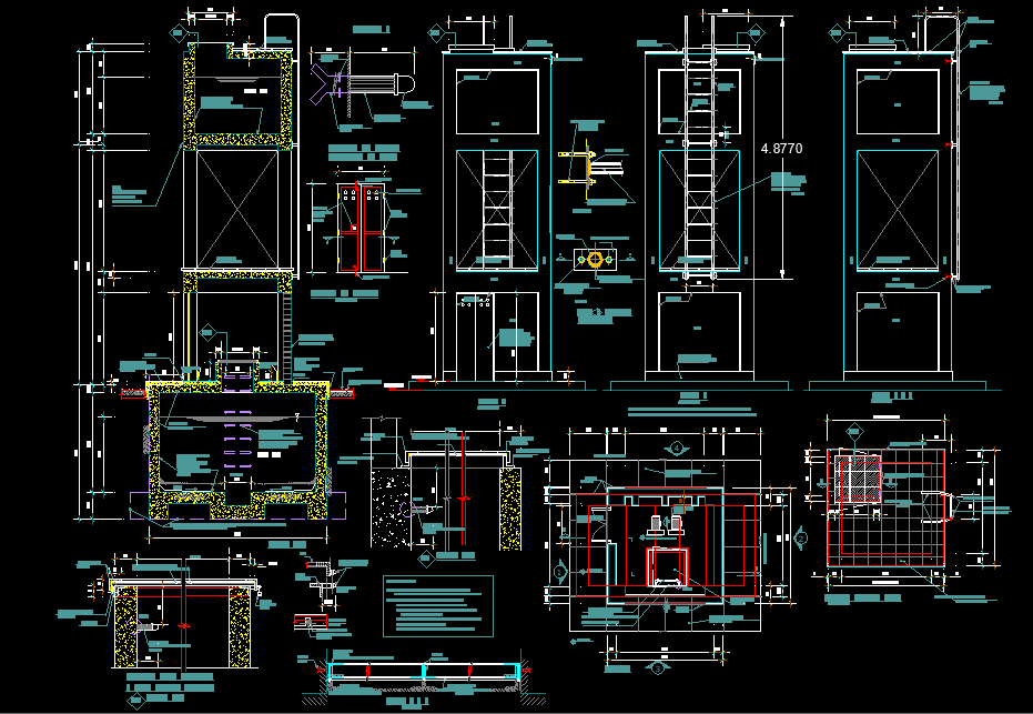 Elevated tank plan and section detail dwg file