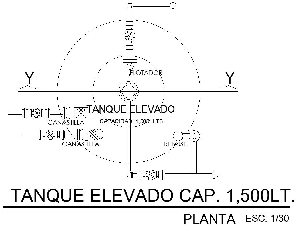 Elevated tank cap design in detail AutoCAD 2D drawing, CAD file, dwg file