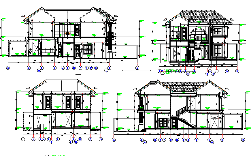Elevation Center line plan detail dwg file