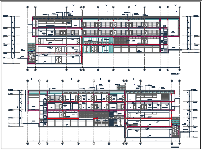 Elevation Center line plan detail dwg file