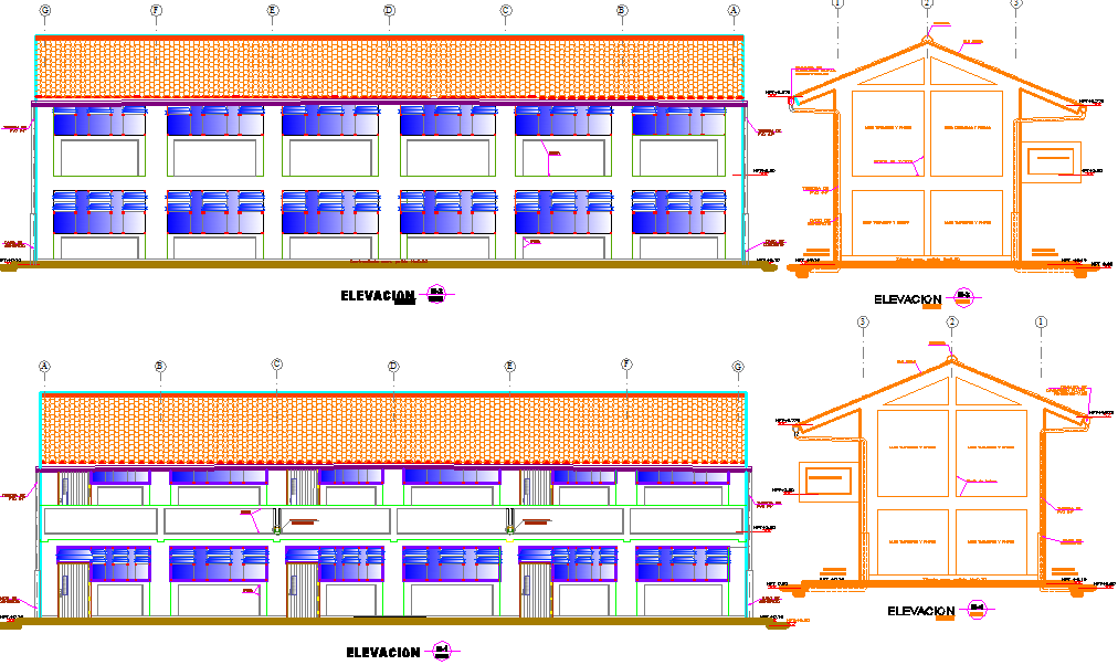 Elevation Centre line plan detail dwg file