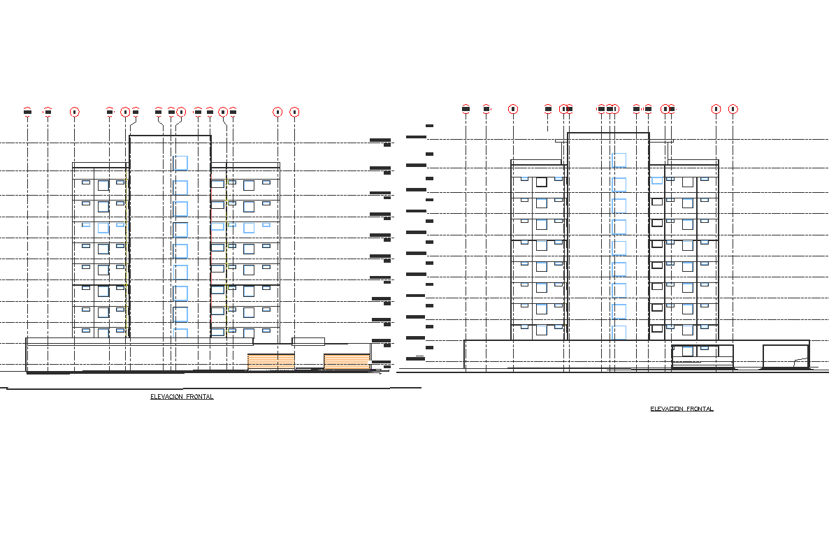 Elevation Centre line plan detail dwg file
