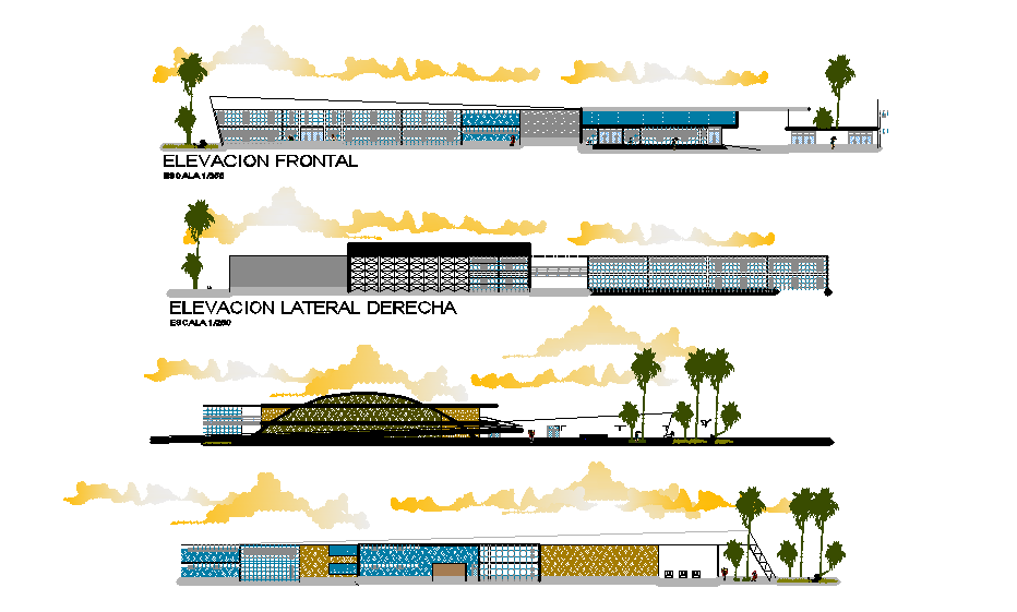 Elevation College detail dwg file