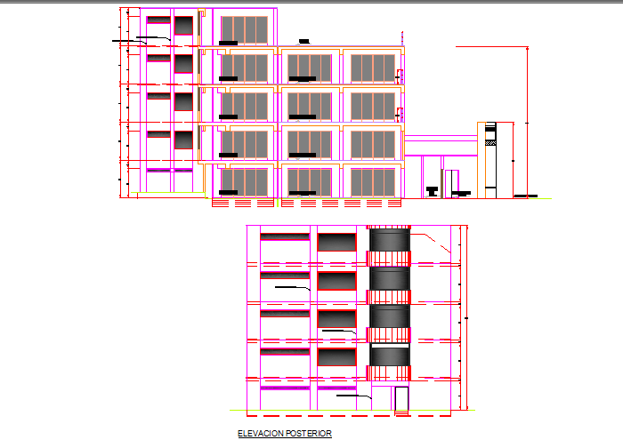 Elevation Commercial building plan detail dwg file