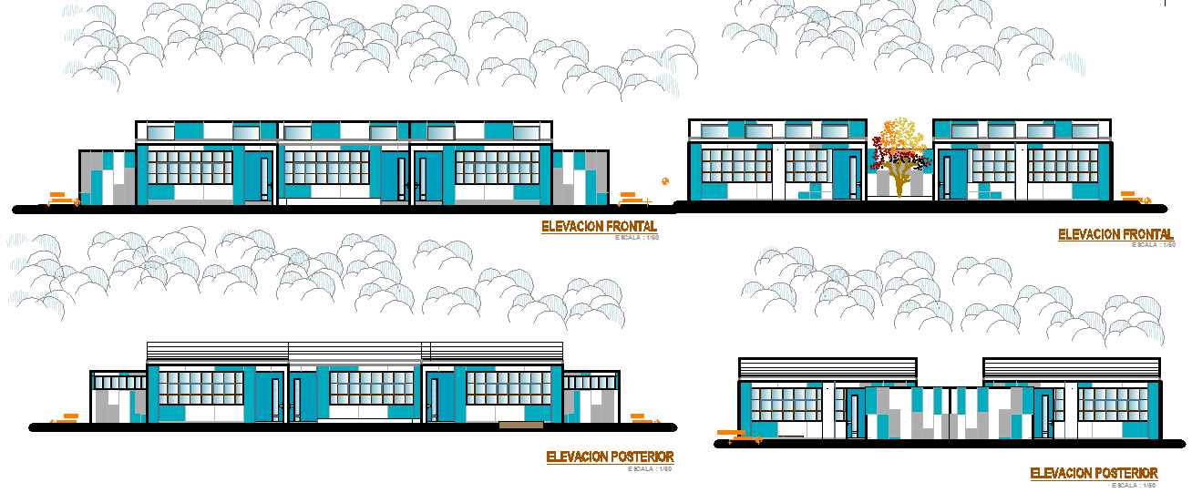 Elevation Commercial building plan detail dwg file