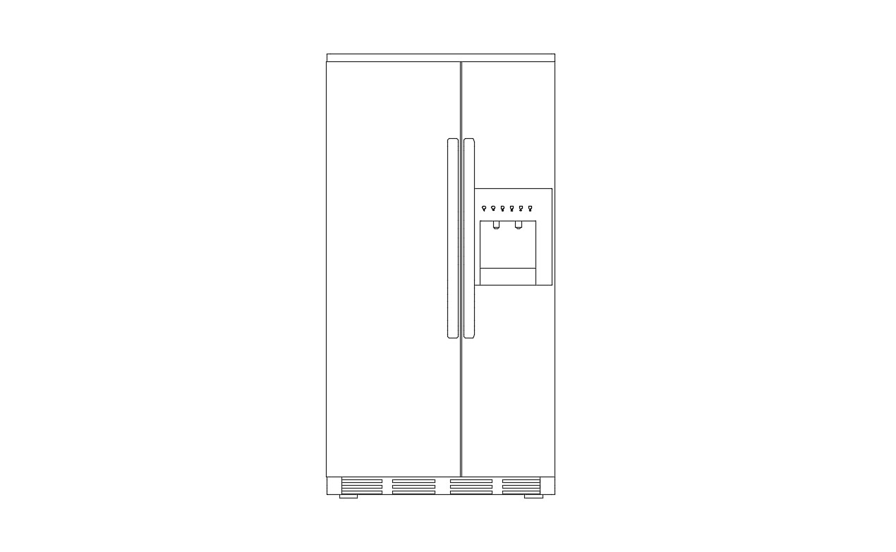 Elevation Design of Double Door Refrigerator AutoCAD Block