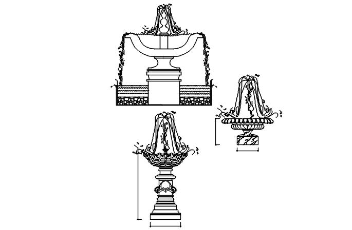 Elevation Fountain working plan detail dwg file