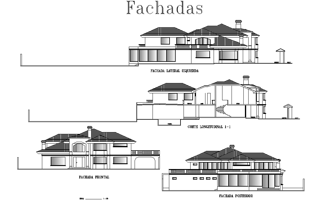 Elevation House two plan layout file