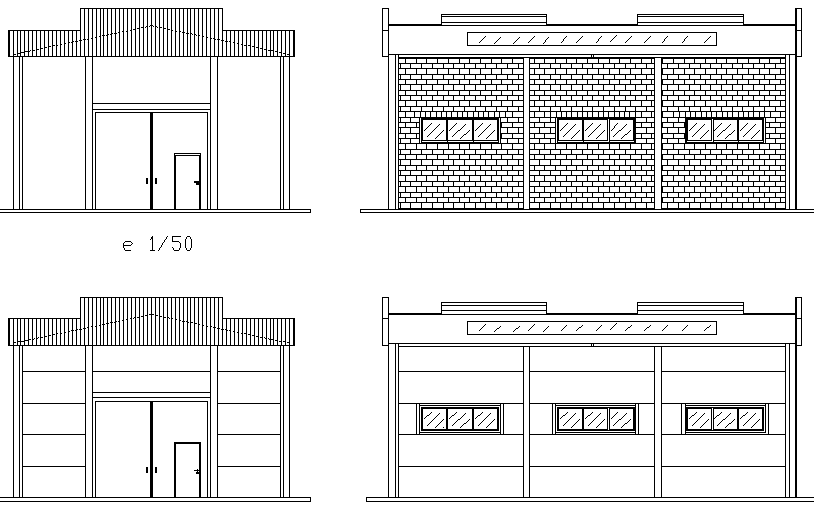 Elevation Industrial house plan detail dwg file