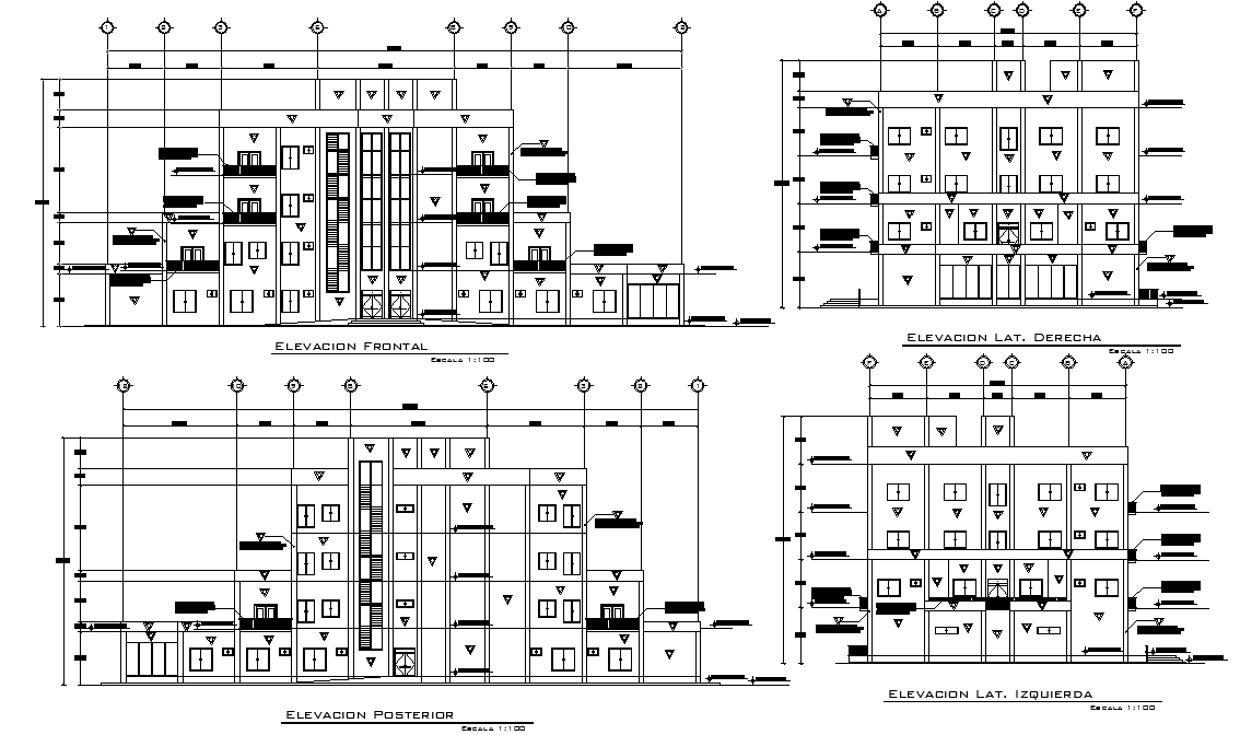 Elevation Mall and apartments detail dwg file