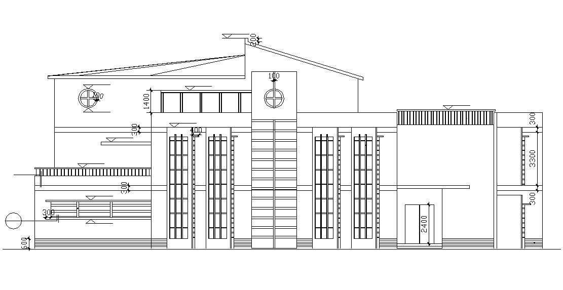Elevation Of Modern Bungalow AutoCAD File Free Download