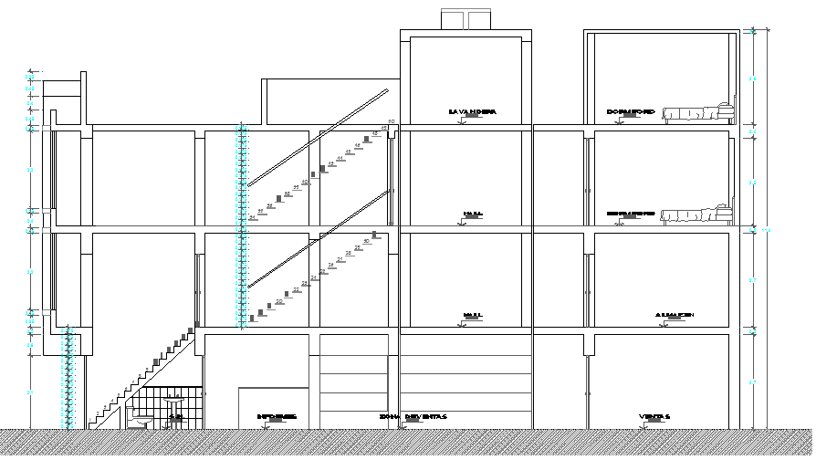 Elevation Plan of Multi Flooring House dwg file