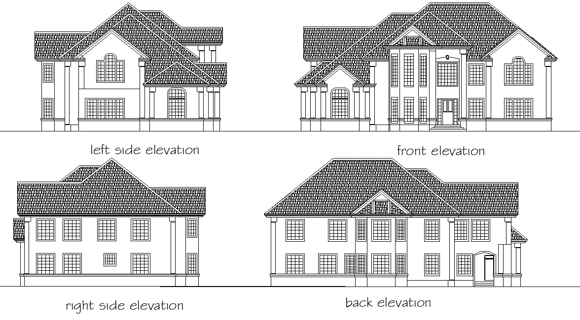 Elevation Residential building home plan layout file