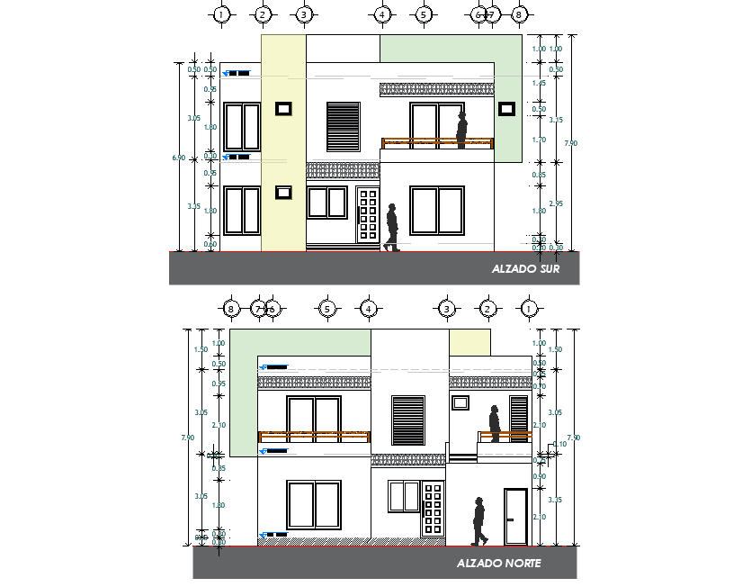 Elevation Residential house plan dwg file