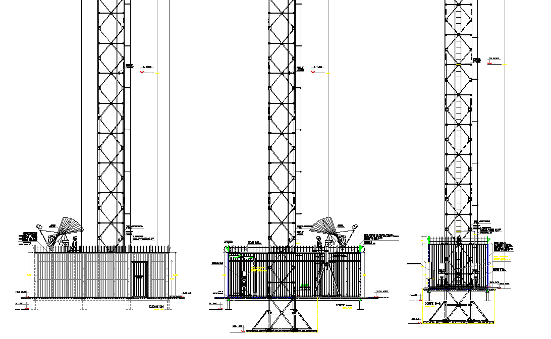 Elevation Transportable base station plan autocad file