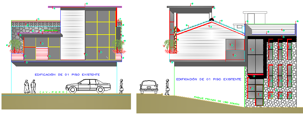 Elevation View of Family House Architecture Design dwg file