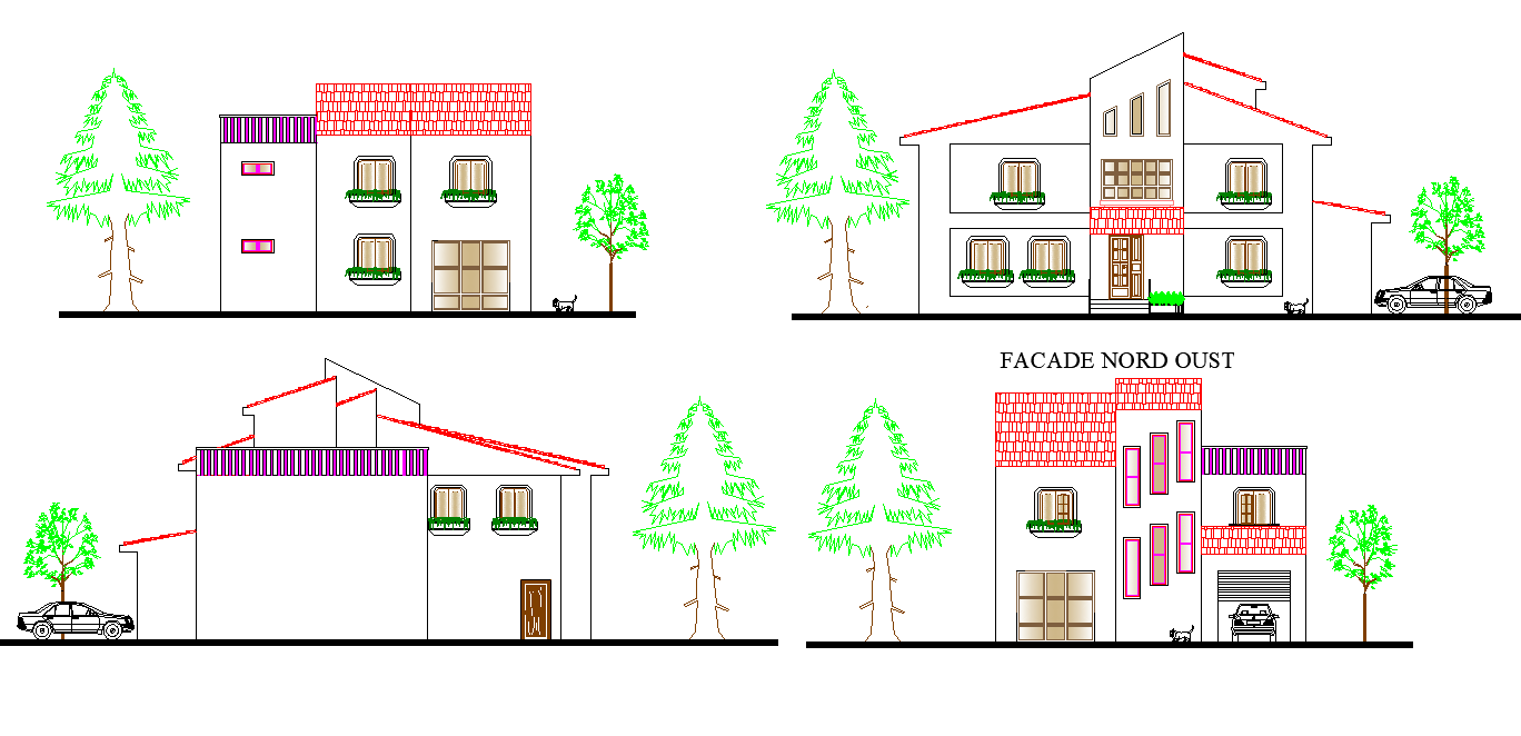 Elevation Villa plan autocad file