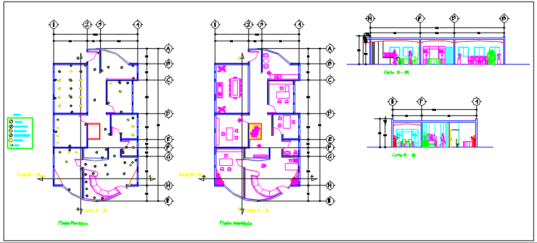 Elevation and Center line plan detail dwg file