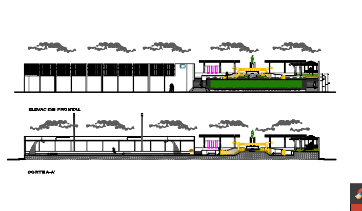 Elevation and Section A-A’ plan detail dwg file