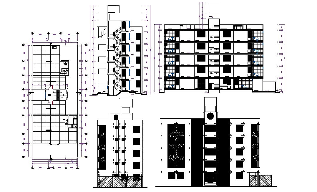 Elevation and Section Design of Apartment