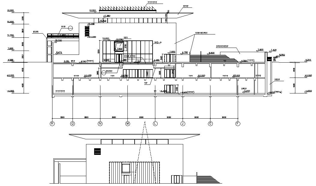 Commercial Building DWG Elevation Showing Floors and Windows