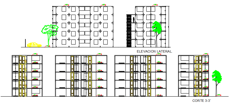 Elevation and Section plan detail dwg file