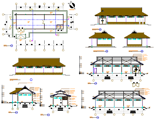 Elevation and plan of a house