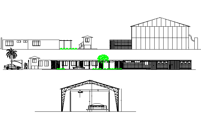 Elevation and section Broadening banquet no plant detail dwg file