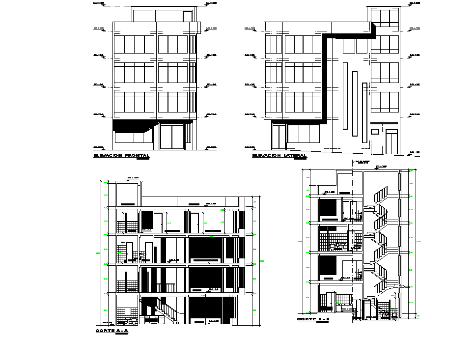 Elevation and section House plan detail dwg file