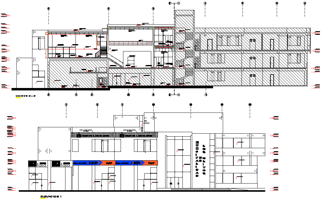 Elevation and section Local municipal detail