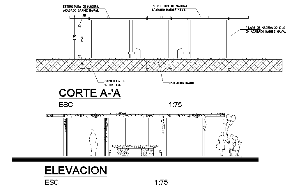 Elevation and section architectural home plan detail dwg file