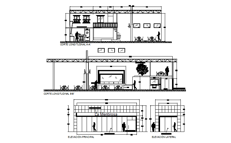 Elevation and section detail dwg file