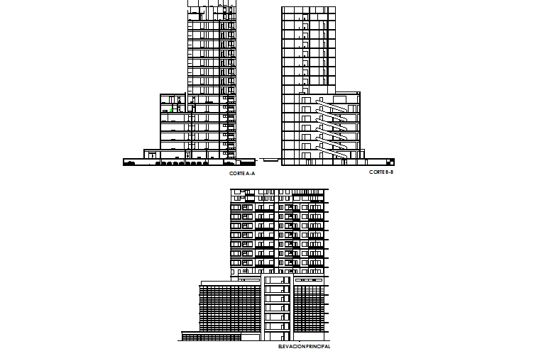 Elevation and section detail dwg file