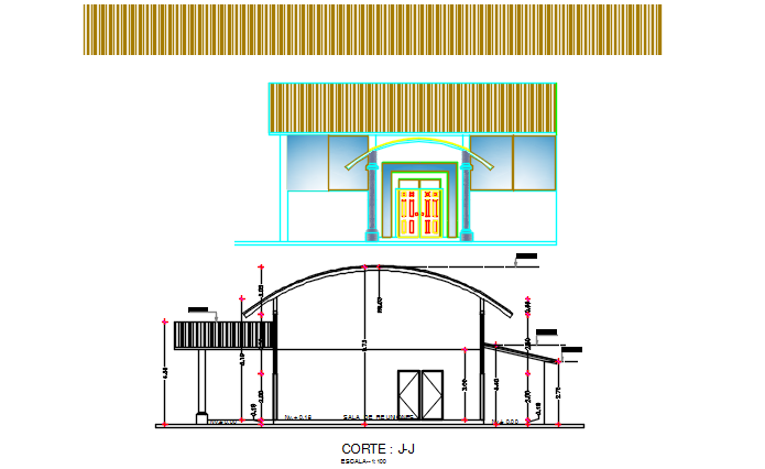Elevation and section detail dwg file