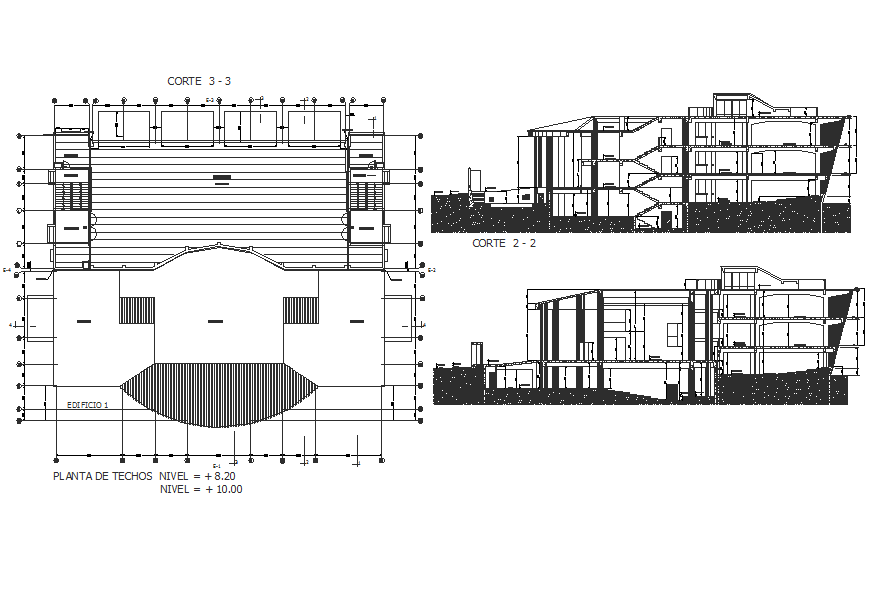 Elevation and section detail dwg file