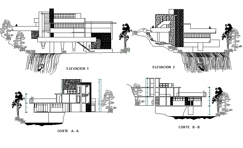 Elevation and section detail dwg file