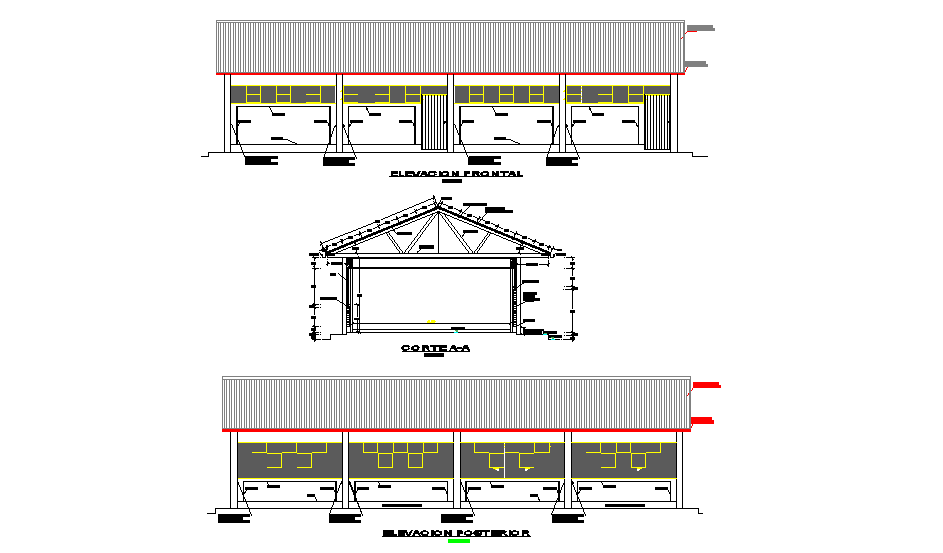 Elevation and section detail dwg file