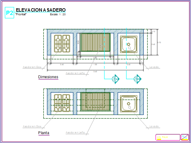 Elevation and section detail dwg file