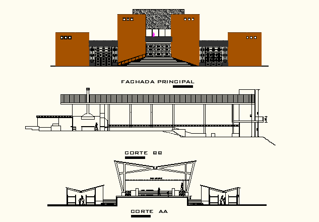 Elevation and section detail dwg file